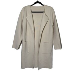 Women's Utility Ribbed Knit Medium Weight Open Duster Size M Cream Color